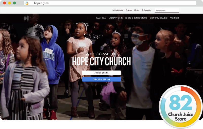 Hope City Church is one of Church Juice's 2023 Best Church Websites