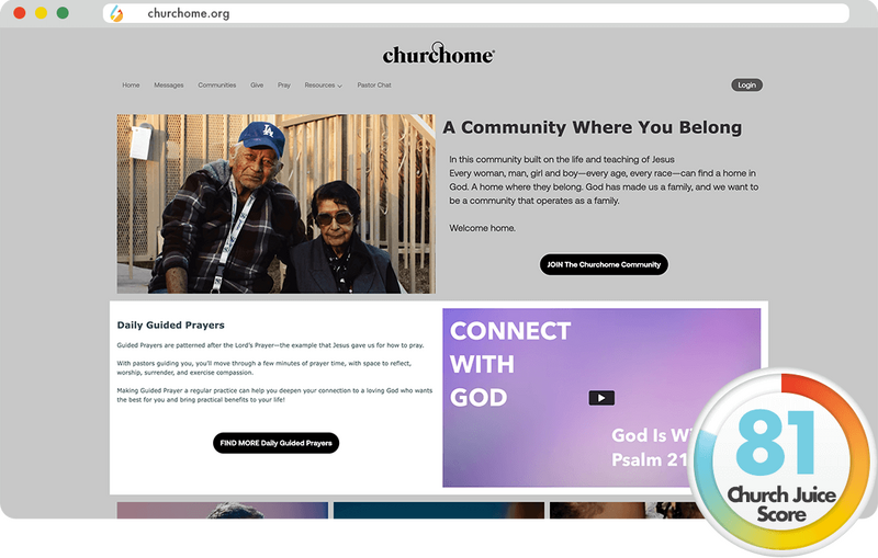 Churchome is one of Church Juice's 2023 Best Church Websites