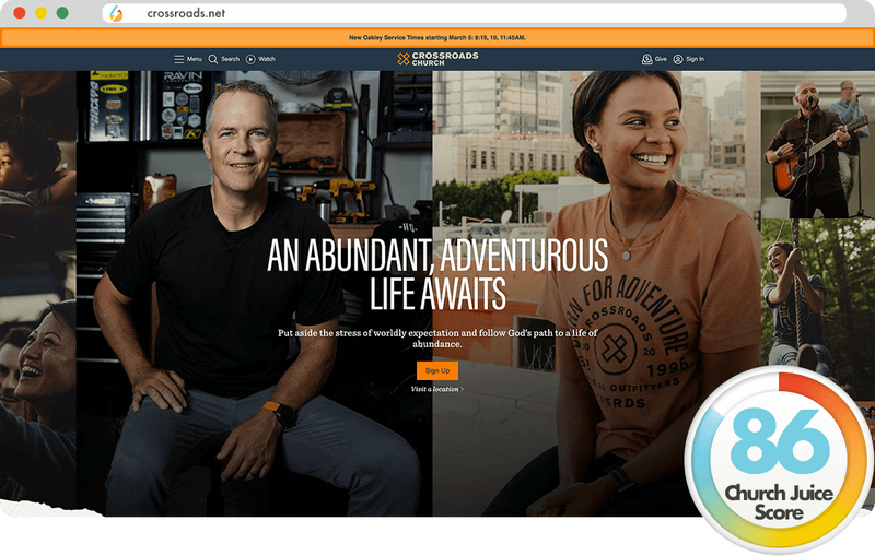 Crossroads Church is one of Church Juice's 2023 Best Church Websites